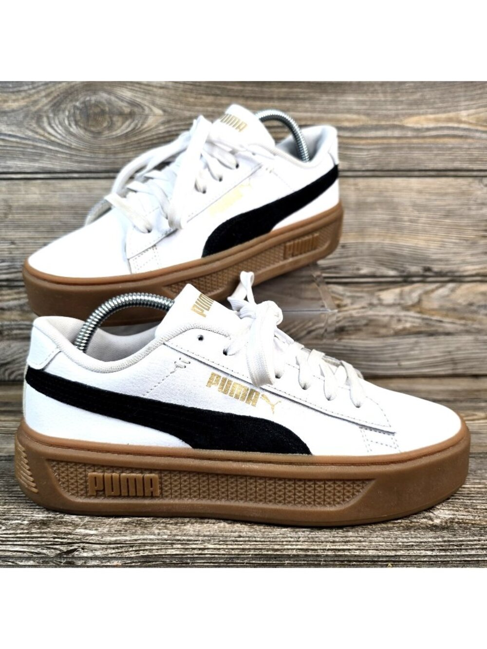 Puma Smash Platform V3 White/Gum Casual Shoes Sneakers Women's Size 8